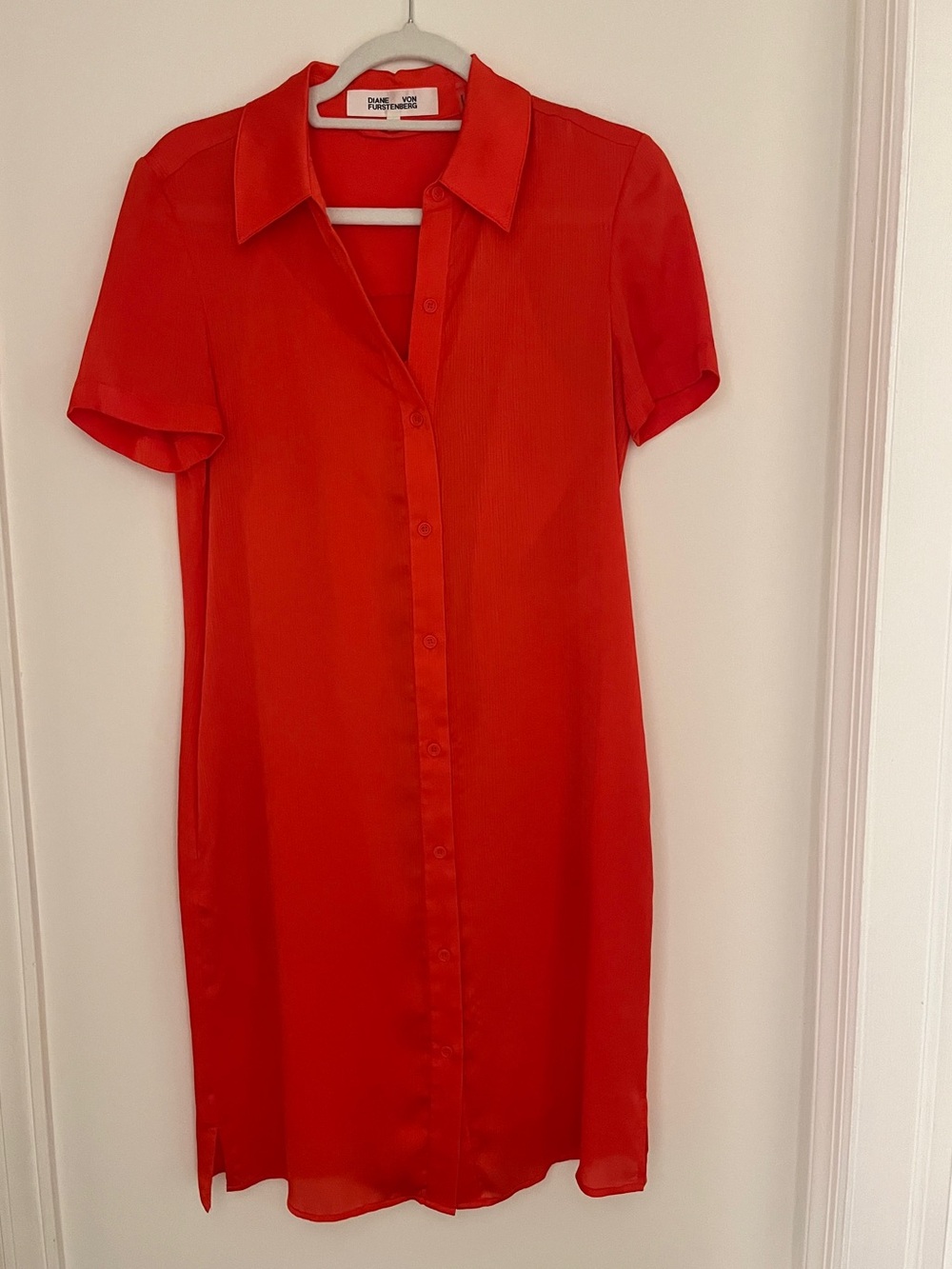 Diane Von Furstenberg Red/Orange Textured Shirt Dress [SIZE 0]